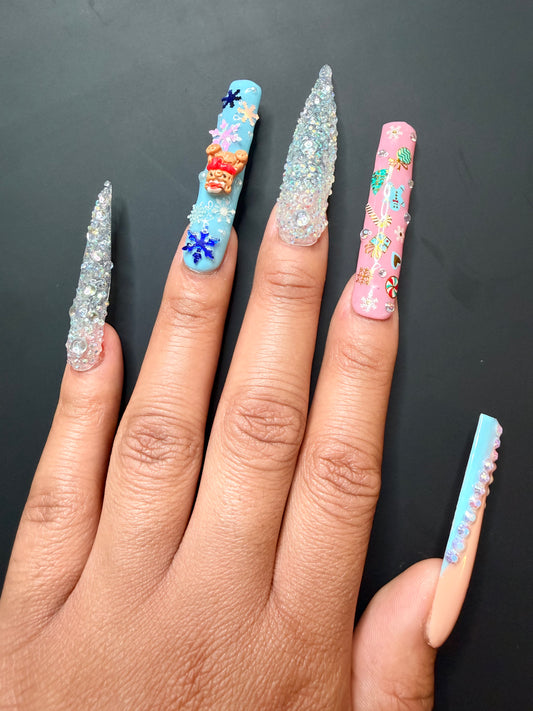 Teddy In Wonderland | 3XL Christmas Luxury Press On Nail Set